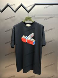 xinxinbuy Men designer Tee t shirt 2024 Letter printing paris pattern short sleeve cotton women blue black red S-XL