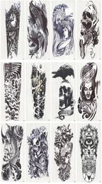 12 Sheets Waterproof 3D Arm Sleeve Makeup Temporary Tattoos Sticker Men Women Flash Tatoos Body Arts Swimsuit Makeup Tools D1901129478444