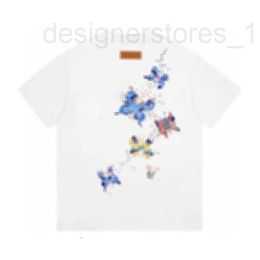 Men's T-shirts Designer Trendy brand pure cotton short sleeved T-shirt for mens summer letter butterflies print loose casual trend versatile round neck couple style