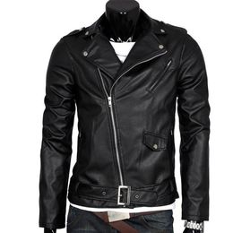 Men Leather Jacket Slim Fit Motorcycle Zipper Casual Coat Spring Autumn Winter 240229