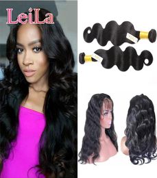 2 Bundles With 360 Lace Frontal Pre Plucked Malaysian Body Wave With Baby Hair 3 Pieces Human Hair Body weaves Natural Color9608667