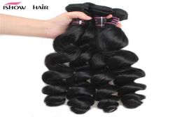 Ishow Loose Wave Brazilian Bundles Extensions 4Pcslot Unprocessed Human Hair Weaves Peruvian Virgin Wefts Whole for Wom2053282