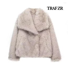 Women's Fur ZR Winter Coat 2024 Wool Coats And Mixtures Short Thick In Outerwears With Long Pile Luxury Clothing