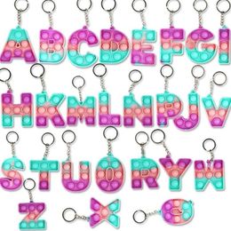 26 Letters & Numbers Sensory Fidget Pop Bubble Poppers Key Ring Alphabet Shape Push Bubbles Popper Board Keychain Finger Puzzle Ch2653