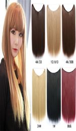 Synthetic Fish Line Simulation Human Hair Extensions Bundles 22 Inches Straight Weaving Weft 80g in 32 Colors MW80067835025