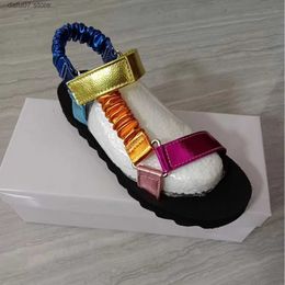 Sandals 2023 New Large Summer Thick Sole Colour Block Velcro Famous Ethnic Style BeachH2435
