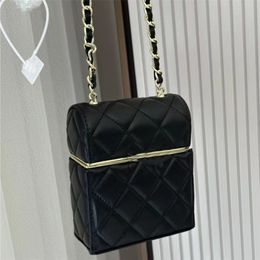 Kutu Çantası Kadın Kozmetik Çanta Altın Kılıf GHW Crossbody Omuz Çantaları Klasik Kapitone Vanity Fuşya Siyah Ayna Çantaları