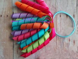 3quot short O Akorker tassel curly ribbons ponytail holders hairband corker streamers hair ties elastic hair rope accessories P6142889