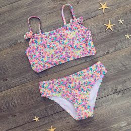 Swimwear Girls Bikini Cute Floral Sailor Two Piece Beachwear Child Bikini Swimsuit Swimwear Baby Bathing Suit For Kids Baby Girls Biquini