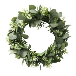 New 1Set Artificial Eucalyptus Wreath For Front Door Home Porch Farmhouse Decor Thanksgiving Christmas Decorations Indoor Outdoor