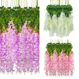 Neue 12 Stücke Künstliche Blumen Wisteria Vine Gefälschte Seide Hängende Blume Für Hochzeit Party Garten Outdoor Greenery Home Wand decor