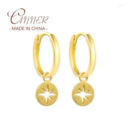 Dangle Earrings CANNER 18k Gold Plated Copper Star Hoops For Women Drop Colourful Stone Cross Pendientes Jewellery Wedding Party Gift Aros