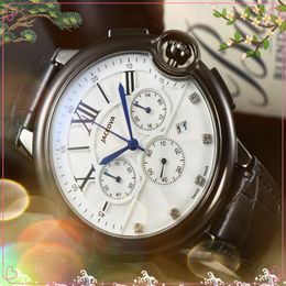 Crime Premium Mens Full Functional Watches Stopwatch 43mm Quartz Movement Male Time Clock Watch Popular Genuine Leather Belt annua2574