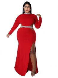 Dress Big Size Women Maxi Dress Fall Fashion Long Sleeve Hollow Out Waist Elegant Sexy Dress For Lady Evening Party Club Robe Vestidos