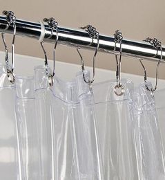 Metal Shower Curtain Rings Hooks With 5 Beads Roller Ball Bathroom Curtain Rings Shower Curtain Toilet Accessories HH921864074993