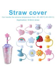 NEW Cartoon Shape Cover Decorative Cute Fashion Drinking Protector Straw Topper Silicone Straws Plug for Decor FY4982