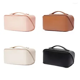 Cosmetic Bags Travel Makeup Bag Waterproof Portable Pouch Open Flat Toiletry Make Up Organizer With Divider And Handle