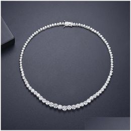 Pendant Necklaces 2022 Top Sell Bride Tennis Necklace Sparkling Luxury Jewellery 18K White Gold Fill Round Cut Topaz Cz Diamond Gemstone Dhode