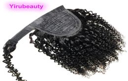 Ponytails Brazilian Virgin Hair Magic Tape Tie Kinky Curly Ponytail 824inch 100 Human Hair 100g Hook Loop Peruvian Indian Mala2244070