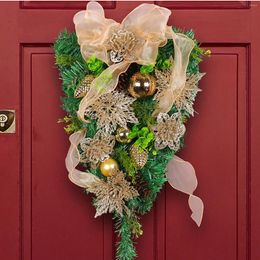 Christmas Decorations Golden 2024 Flowers Needles Upside Down Tree Wreath Shopping Mall Window Rattan Adornos De Navidad