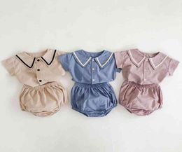 MILANCEL summer baby boy clothing preppy style infant girls clothes cotton tee and bloomer baby set 2103225256958