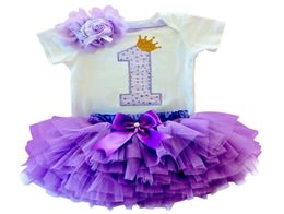 Baby Girl Clothing Sets One Year Birthday Party Costume Toddlers Girls 3Pcs Birthday Party Outfits HeadbandTshirtTutu Dress9814545