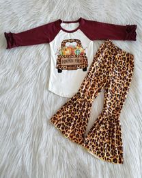 fashion fall outfits baby girl clothes sets bell bottom outfits kids designer clothes girls outfits pumpkin print long sleeve set1416957
