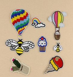 Iron On Patches DIY Embroidered Patch sticker For Clothing clothes Fabric Badges Sewing fire balloon bee muffin cups design8923766