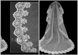 Cheapest 2018 Elegant Wedding Accessories White Tulle 3 Metres Long Veil Wedding Veil Lace Appliques Bridal Veil4823926