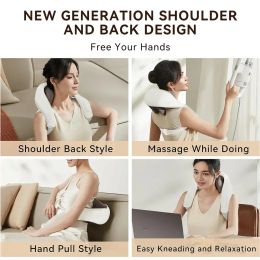 5D Kneading Shiatsu Massage Shawl Neck Chiropractic Massager for Shoulder Pain Relief Heating Neck Massageador Massagem