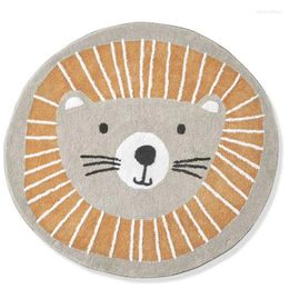 Carpets Cartoon Round Carpet Lion Printed Nordic Thickened Anti-Fall Mat Bedroom Bedside Children Game Crawling