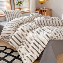 Fashion Bedding Duvet Cover Set Bed Sheet Pillowcase 100% Cotton Bedspread Linen Nordic Classic Home Textile Soft Breathable 240226