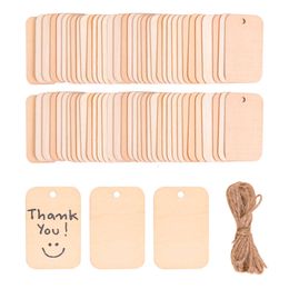 New 25/50/100Pcs Nature Wood Slice Unfinished Blank Wooden Hanging Gift Label Tag With Rope For Wedding Baby Shower Supplies