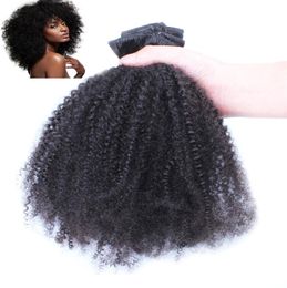 African American Mongolian virgin afro kinky curly hair clip in human hair extensions 100g Virgin curly clip remy hair extensions 1793005