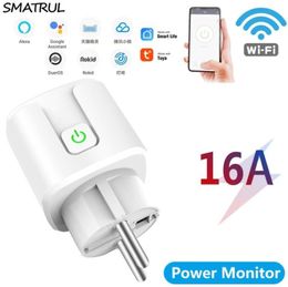 SMATRUL Tuya WiFi Smart Plug 16A 220V Adapter Wireless Remote Voice Control Power Monitor Timer Socket Home Kit for Alexa 2107244263217