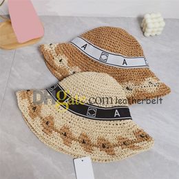 Women Vacation Straw Hat Letter Webbing Stingy Brim Visor Snapback Luxury Designer Sun Protection Fisherman Hats Travel Bucket Hat