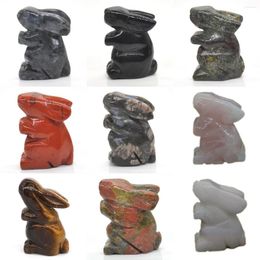 Decorative Figurines 1.5" Standing Statue Natural Gemstone Room Decoration Healing Crystal Animals Figurine Reiki Carved Stones Gift