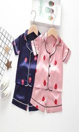 Pyjamas Infant Baby Sleepwear Set Short Sleeve Cartoon Print Turndown Pyjama Sets Front Top Eith Elastic Waistband Shorts Sleeper3589156