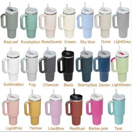 New 40oz Stainless Steel Tumblers Cups With Silicone Handle Lid Straw 2nd Generation Big Capacity Travel Car Mugs Outdoor Vacuum I2133