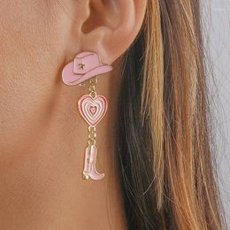 Stud Earrings Pink Boot Western Cowgirl For Women Cowboy Earring Vintage Drop