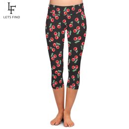 Leggings LETSFIND Summer New 3D Fruit Print Cherry Pattern Women Sexy Capri Leggings High Waist Fitness Stretch MidCalf 3/4 Pants