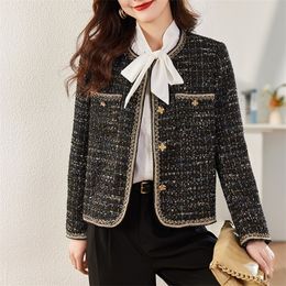 Explosive Fragrant Short Coat Womens Autumn/Winter S-2XL Tweed Female High Quality Jackets240304