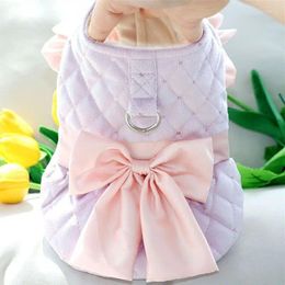 Dog Apparel Pet Princess Dress Teddy Winter Skirt Yorkshire Bichon Schnauzer Bow Open Button Top Solid Beautiful Ball Two Legged