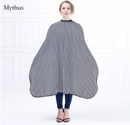 New Arrival Elegant Lady Hairdressing Cape Black And White Strip Hair Cutting Cape Gown Adjustable Neck Button Salon Cape7871283