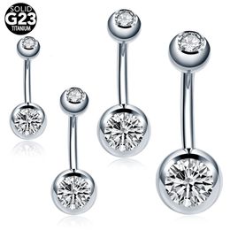 10Pcs Lot 14G Navel Piercing Externally Threaded Belly Button Rings Double Gem Cubic Zirconia Pircing Umbigo Jewellery 240228
