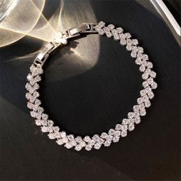 Choucong Roman Wedding Bracelets Luxury Jewellery 18K White Gold Fill Round Cut White Topaz CZ Diamond Gemstones Party Women Promise232N