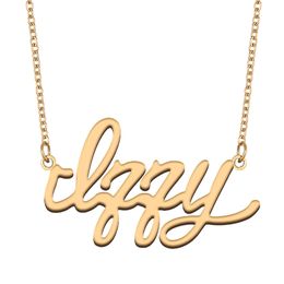 Izzy name necklace pendant Custom Personalized for women girls children best friends Mothers Gifts 18k gold plated Stainless steel