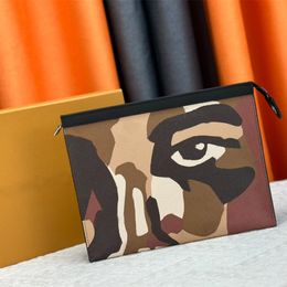 Luxurys Men Clutch Bags designers bag Fashion creative ghost face letter printing wash bag High quality women's clutch bag POCHE TOILETTE Men's wash pouch bag M61692