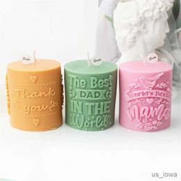 Candles Sunflower flower thank you carved pattern cylindrical candle silicone Mould father son mother son statue cylindrical gypsum Mould