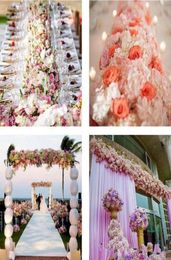 Flower Wedding Road Lead Flowers Long Table Centrepieces Flower Arch Door Lintel Silk Rose Wedding Party Backdrops Decoration9718714